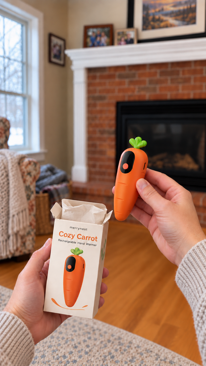 Cozy Carrot hand warmer and packaging